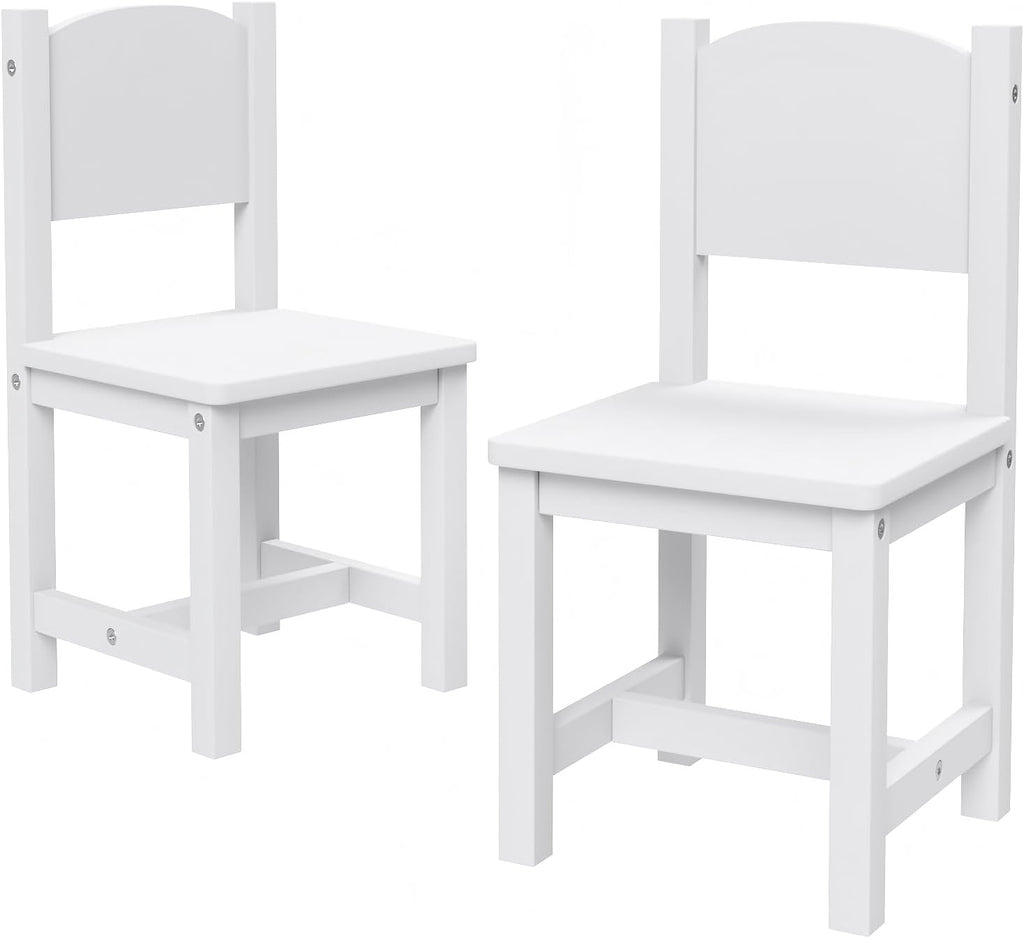 Toddler Wooden Chair, Kids Chair for Play or Activity, Set of 2, White