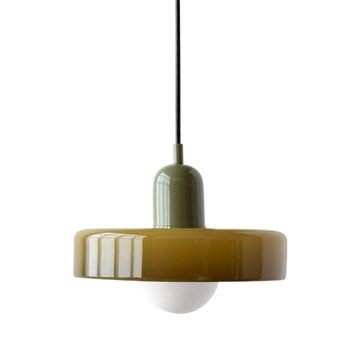 9.8" Nordic Mid Century Green Glass Pendant Hanging Light Modern Single Restaurant Lamp Vintage Farmhouse Ceiling
