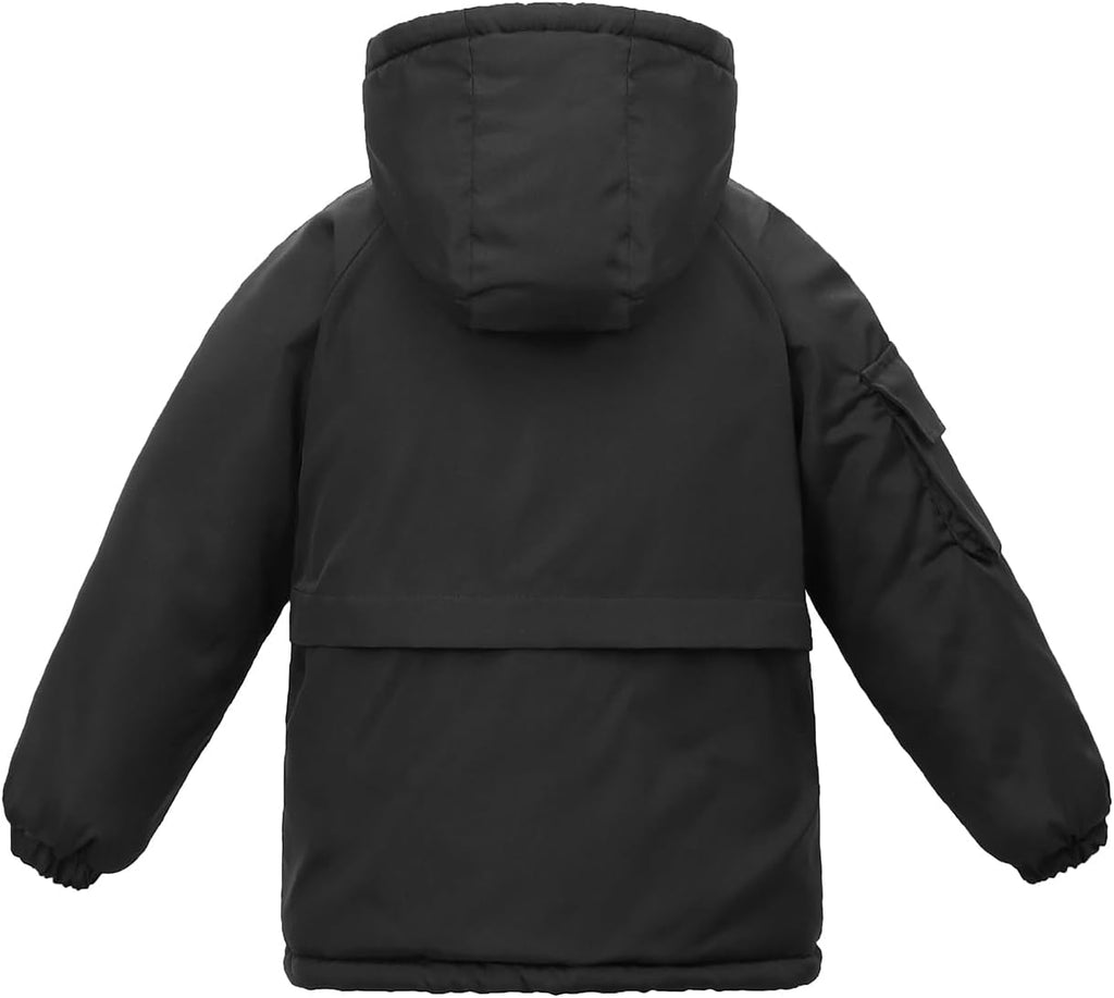 Kids Winter Fleece-Lined Coats For Boys Puffer Jackets With Hood