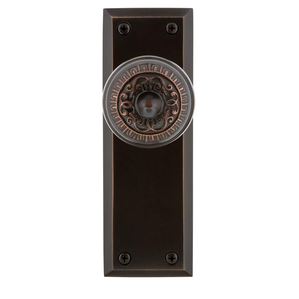 New York Plate Passage Egg & Dart Door Knob in Timeless Bronze