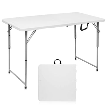 Folding Table 4 Foot, Portable Heavy Duty Plastic Utility Table, White