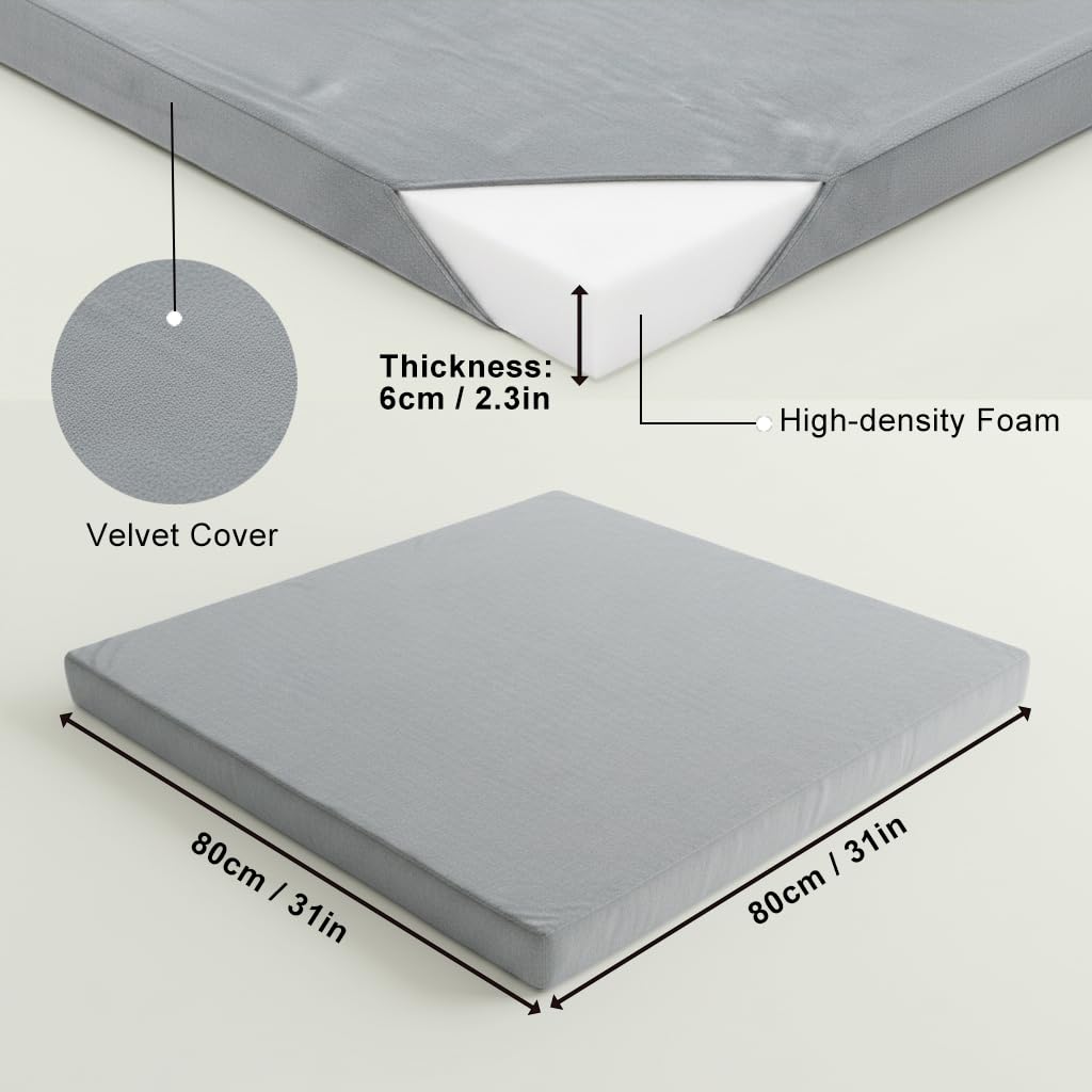 Velvet Zabuton Meditation Mat - Large Floor Pillow for Adults & Yoga Meditation Cushion - High Density Foam Floor