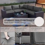 6-Piece Wicker Outdoor Patio Furniture Set | Grey for Patio, Garden & Porch