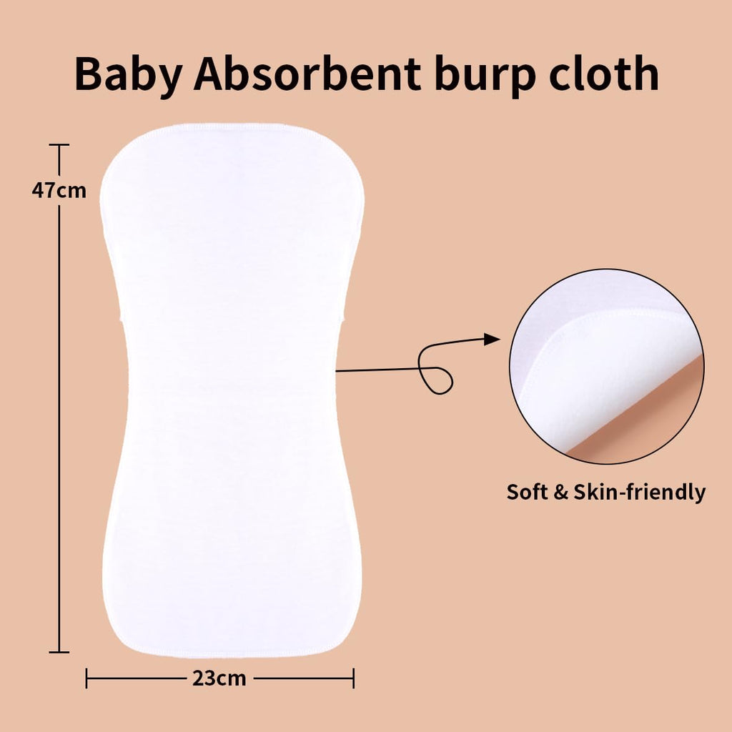 Baby Burp Cloths, 7 Pack, Assorted Prints with Squirrel, Dinosaur and Bear Themes (Green-wg)