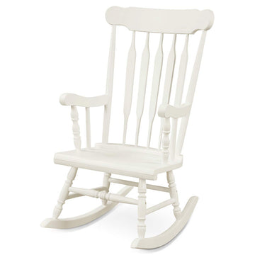 Indoor & Outdoor Wood Rocking Chair, Patio Rocking Chair, White