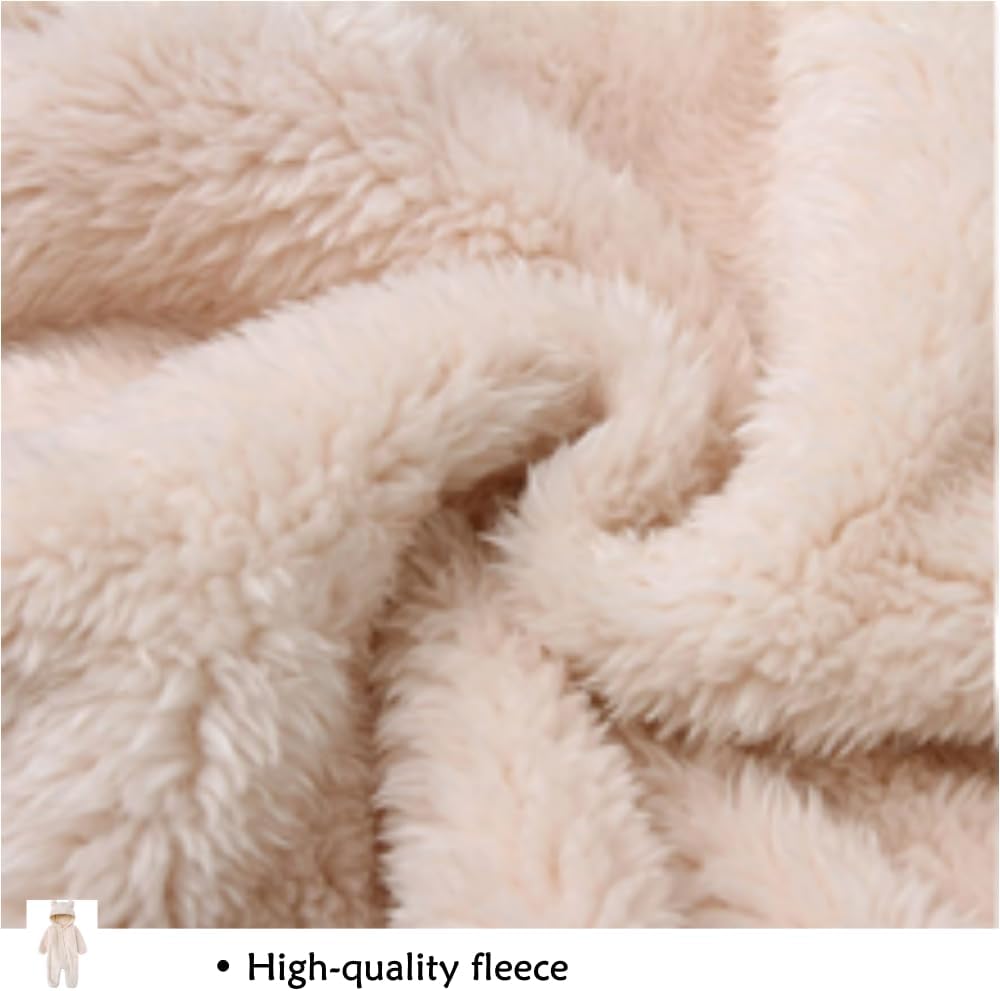 Baby Snowsuit Bear Ear Hooded Jumpsuit Fleece Romper Zipper Winter Coat Outfits