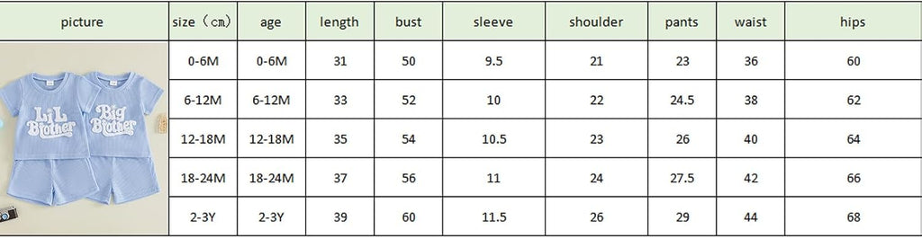 Toddler Baby Sister Brother Matching Outfit Big Sister&Lil Brother Embroidery Waffle Knit Top+Short 2pcs Summer Set