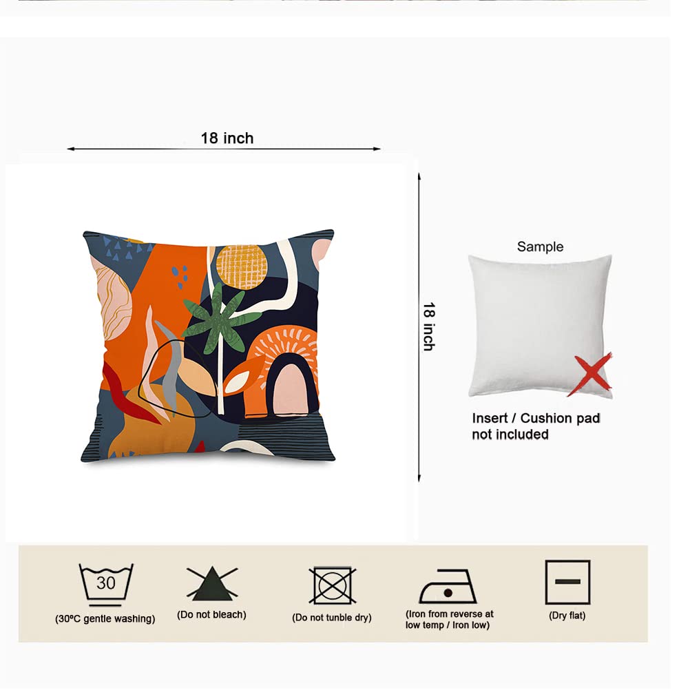 Burnt Orange Abstract Throw Pillow Covers 18x18 Set of 4 Boho Geometric Pillow Covers Accent Minimalist for Couch