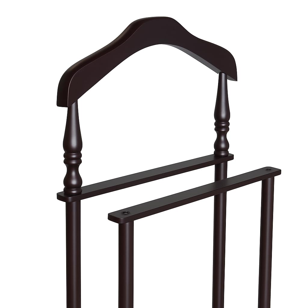 Sakura Twin Valet with Wooden Hanger, Trouser Bar & Tie Bar, Walnut