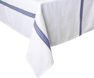 Blue Cotton Tablecloth, Farmhouse for Rectangle, Linen Rectangular Navy Blue Table Cover, Rustic Cou