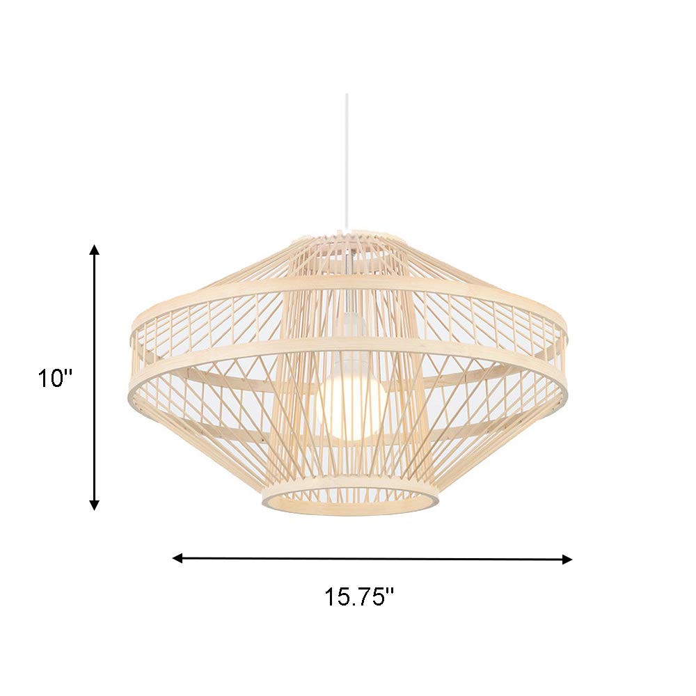 Lighting Handmade Bamboo Pendant Light Natural Chandeliers Woven Light 1 Light Hanging Light Restaurant Farmhouse