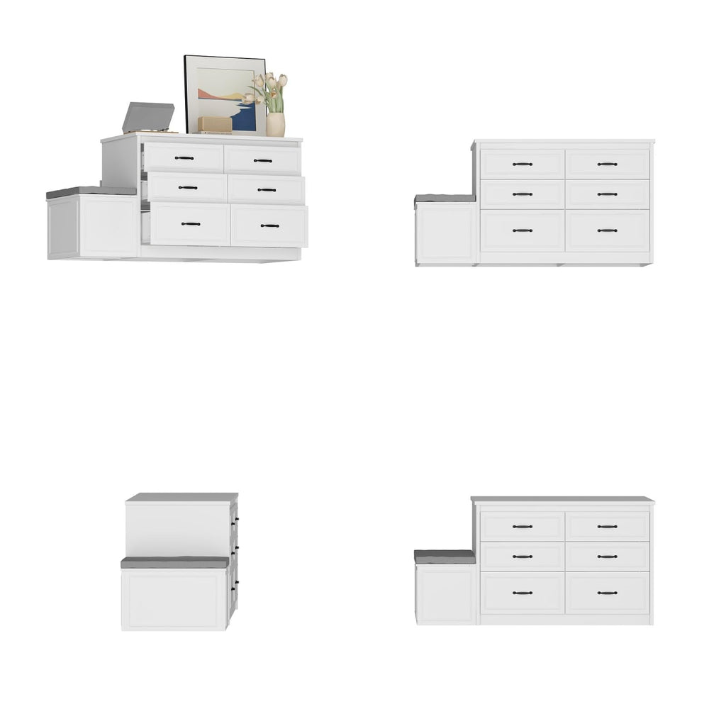 Armoire Bedroom Wardrobe Closet Island with 12 Drawers & Flip Door, Walk in Closet Island with Storage Bench, Islands
