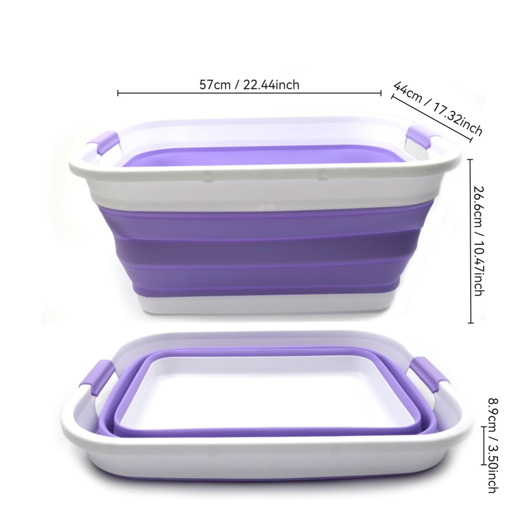 Set of (10.8 gallon) Collapsible Plastic Laundry Basket-Pop Up Storage Container-Portable Washing Tub-Space