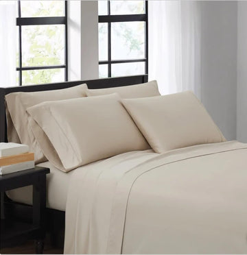 680 Thread Count King Sheet Set, 6-Piece, Pima Cotton, Oatmeal, Crease Control Technology.