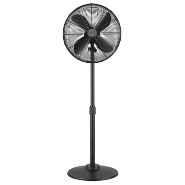 Matte Black 16" Pedestal Fan, 3 Speeds, Wide Oscillation, All-Metal Retro Fan, Adjustable Height, Tilt-Head, Weighted