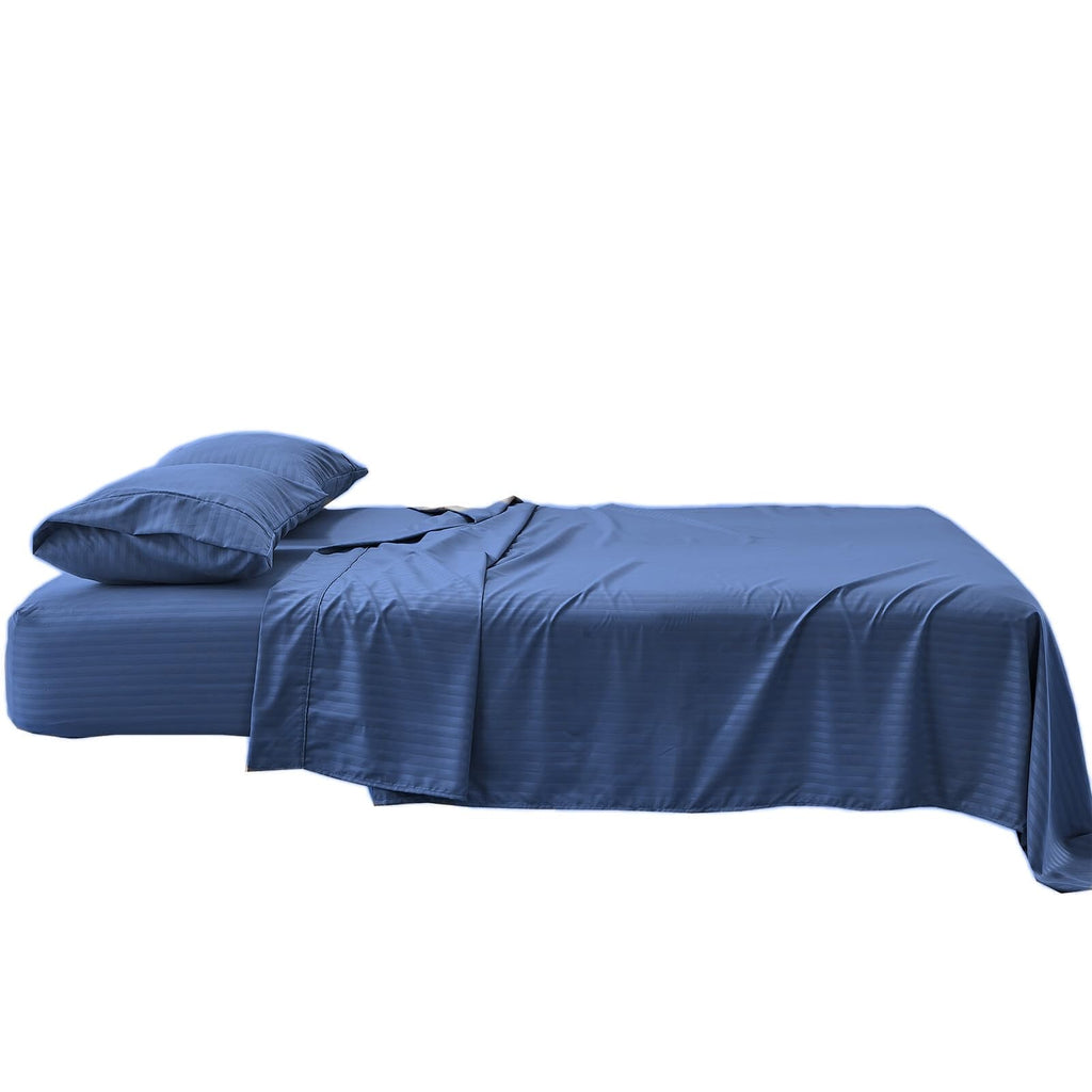 Striped RV King Sheets Set for 72x80 Camper Bed Navy