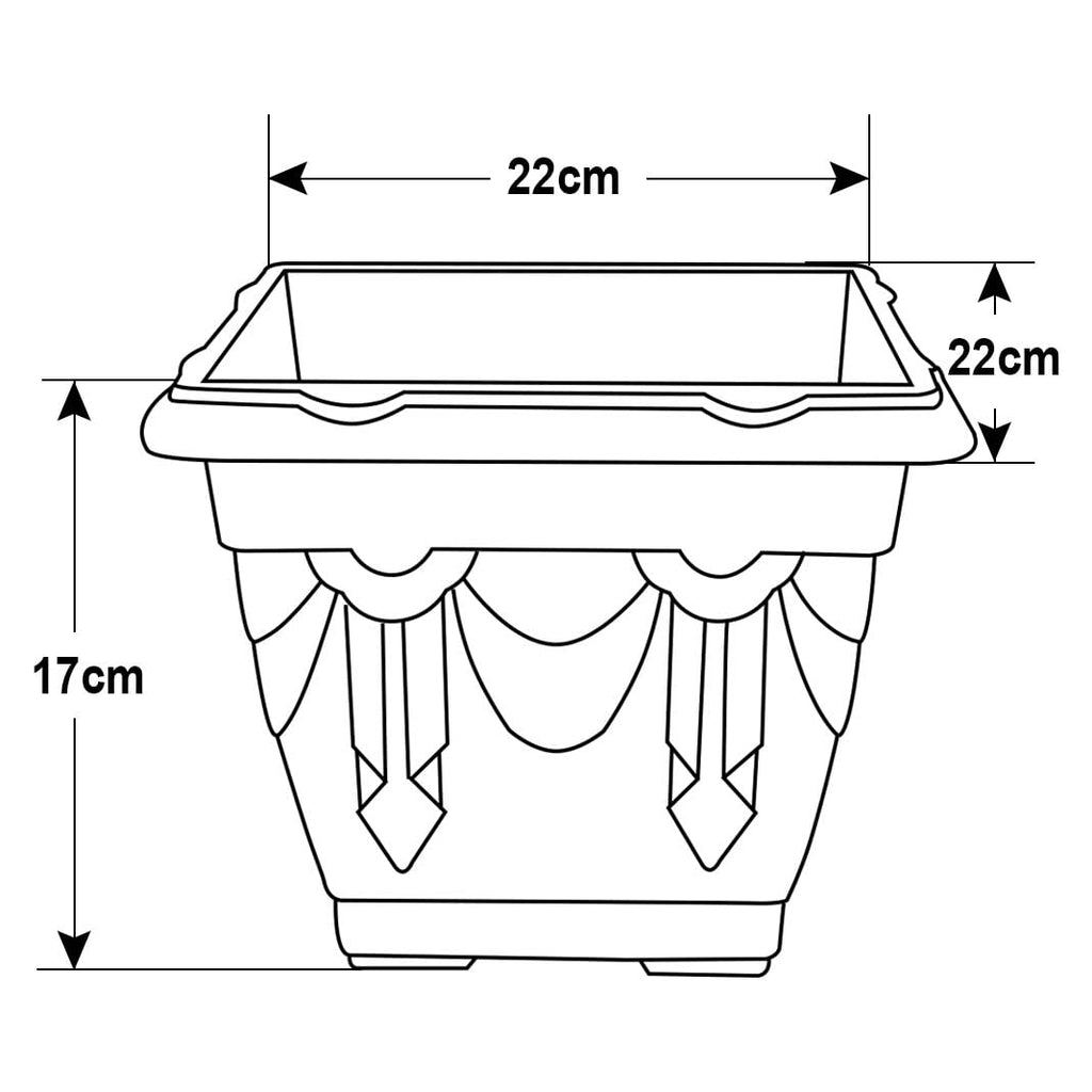 22cm Square Venetian Planter - Terracotta