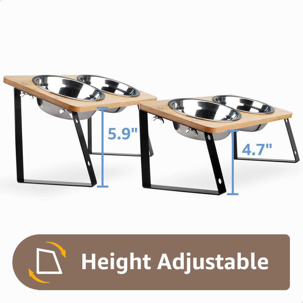 Elevated Cat Bowls Height Adjustable with Stand (Stainless Steel)