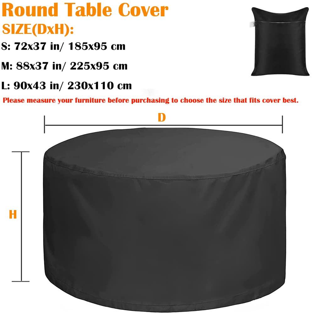 Round Patio Furniture Set Covers - Waterproof, Dustproof - Round Table & Chair Set Cover - Outdoor Garden - Coffee