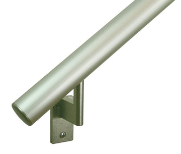 Champagne 6ft Flush Handrail Kit - Complete Indoor/Outdoor Stair Handrail - Modern 1.6" Round Satin-Anodized Aluminum