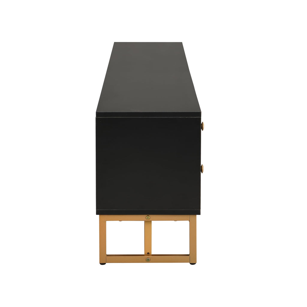 TV Stand with Storage, 68.8" Modern TV Console with 2 Doors and 4 Drawers, TV Media Console with Gold Handles and