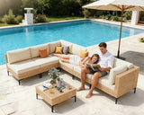 7-Piece Wicker Outdoor Patio Furniture Set - Conversation | Beige for Backyard, Garden & Porch
