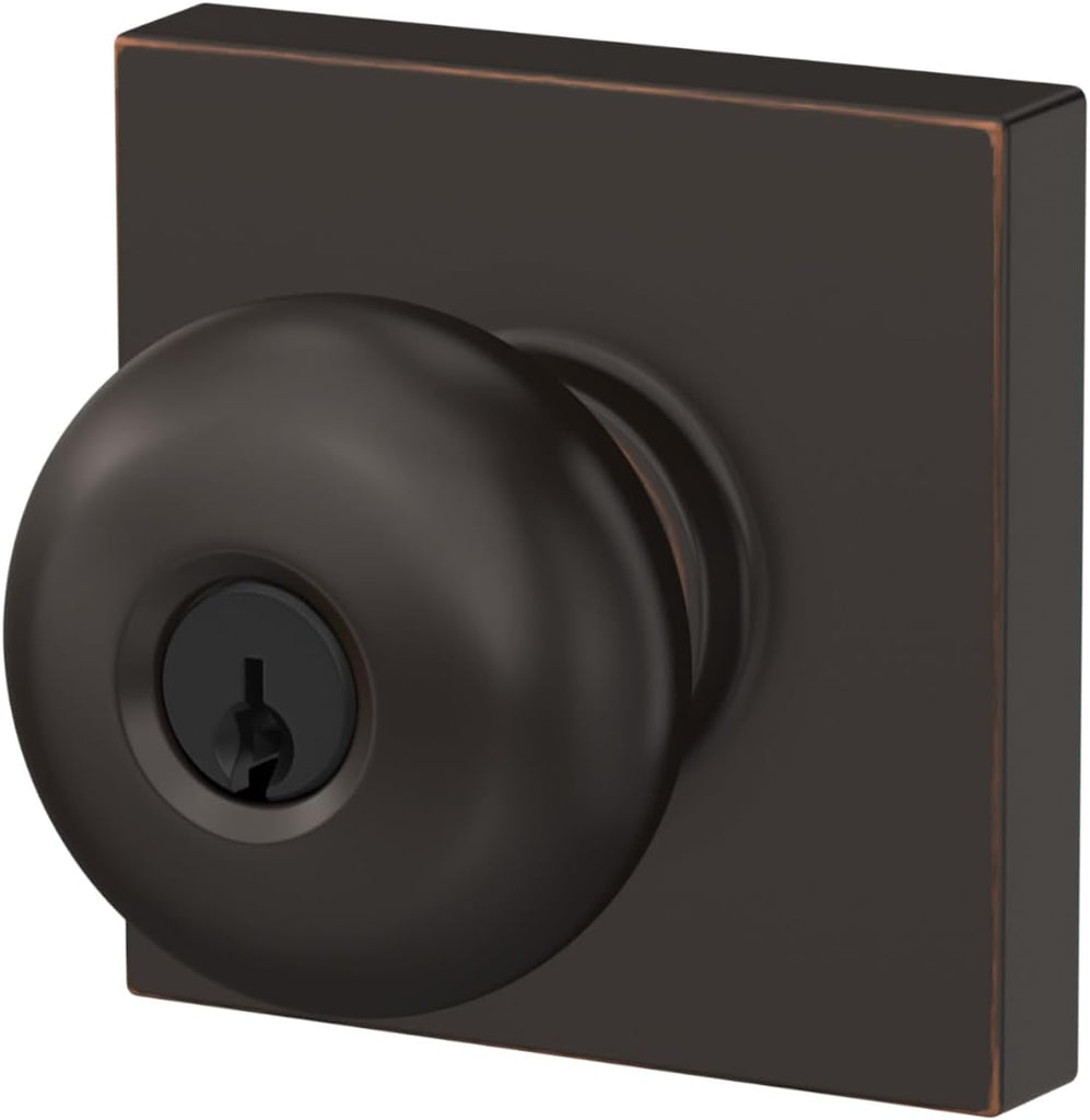Plymouth Keyed Entry Door Knob, Interior/Exterior, Aged Bronze