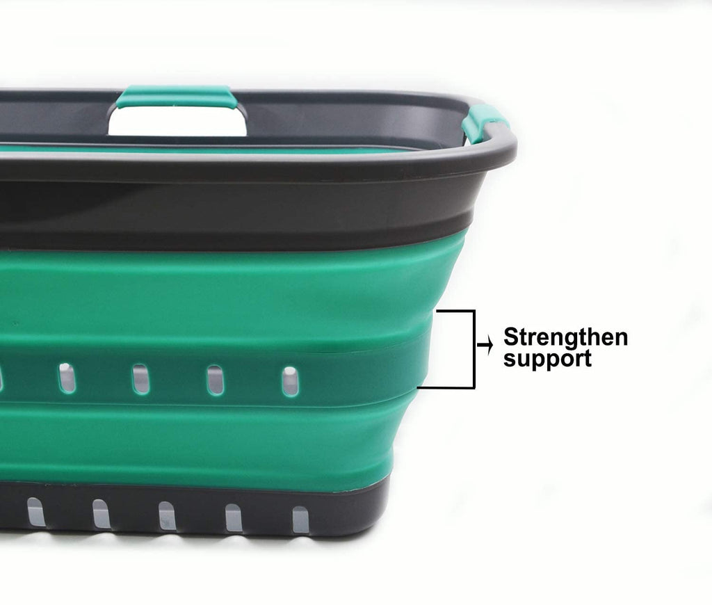 42L (11 gallon) Collapsible Plastic Laundry Basket - Foldable Pop Up Storage Container/Organizer - Portable Basket