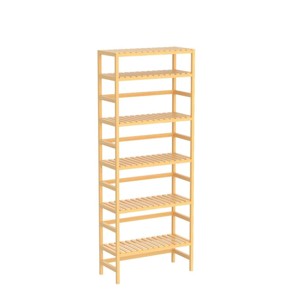 6-Tier Bamboo Shelf, 63" Tall Adjustable Bookshelves and Bookcases
