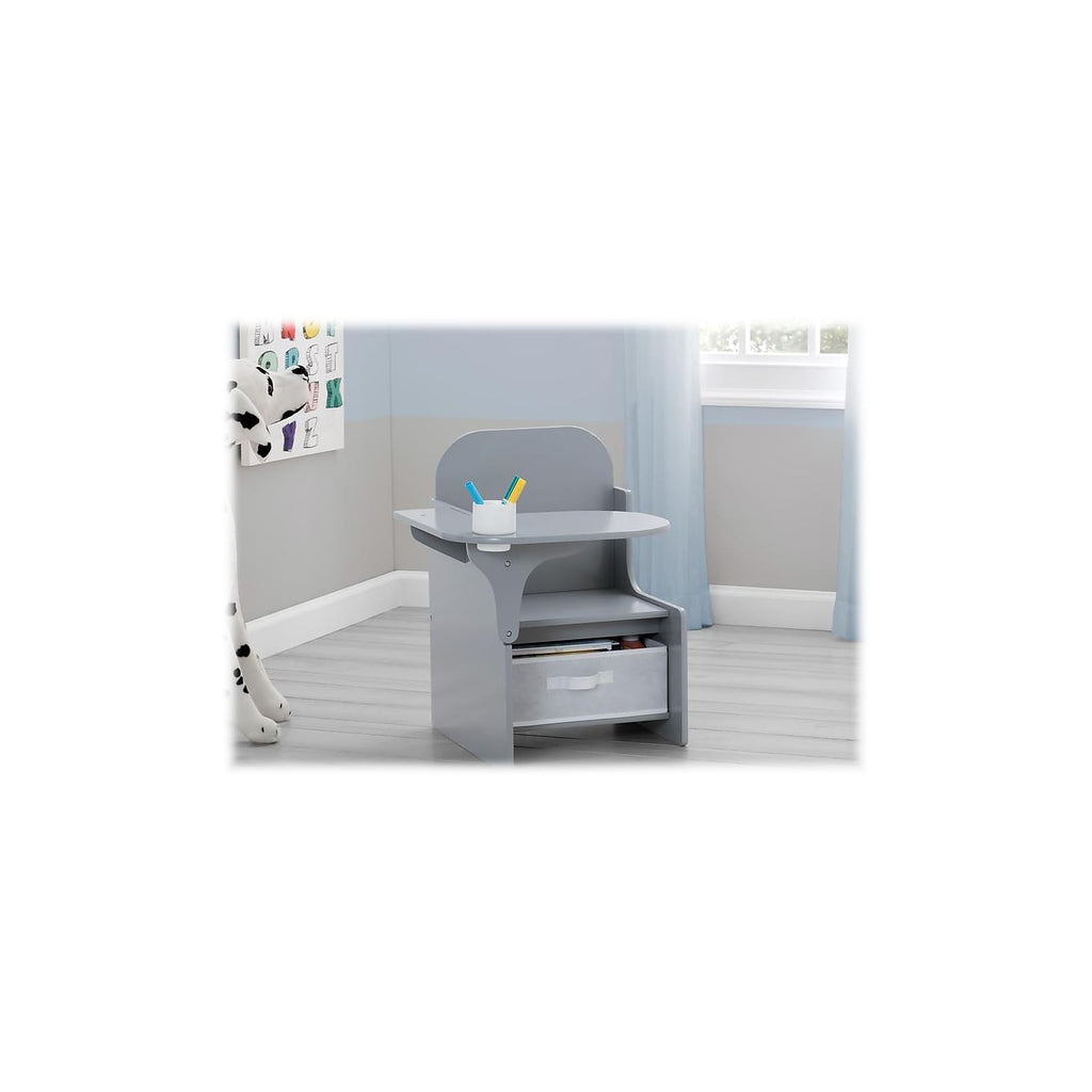 Children MySize Chair Desk with Storage Bin, Grey