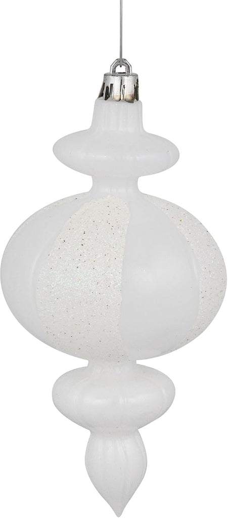 8-Count White Shatterproof Finial Christmas Ornaments, 6"