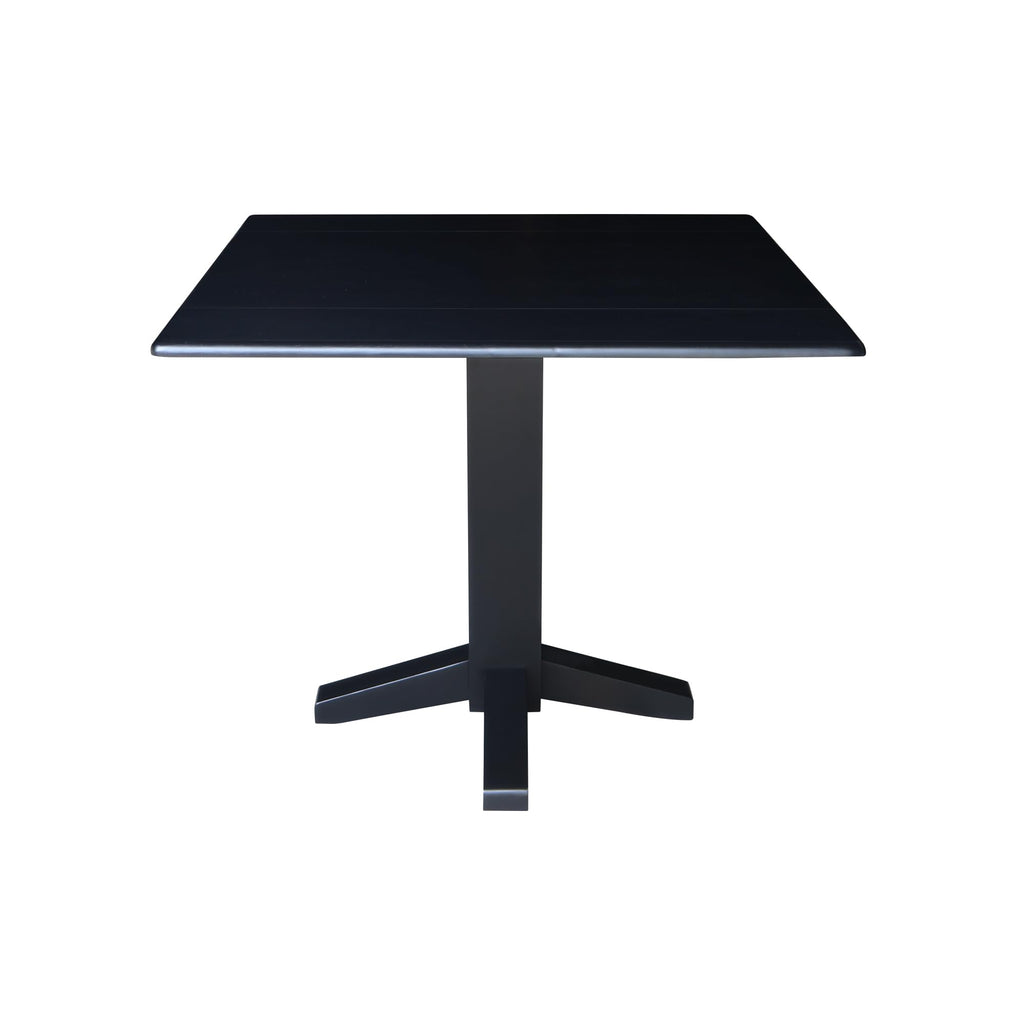 36" Solid Wood Square Dual Drop Leaf Dining Table in Black