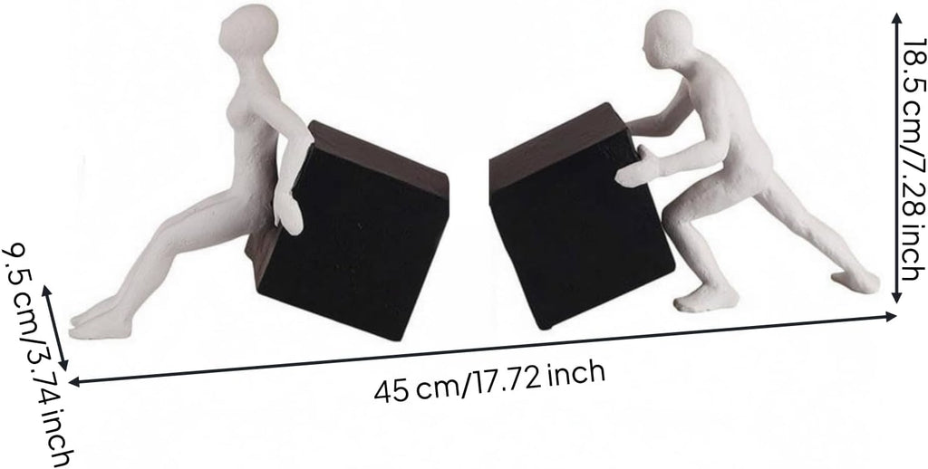 Abstract Figure Bookend Modern Bookend Set Decorative Book Holder Sculptural Book Stand Resin Construction with