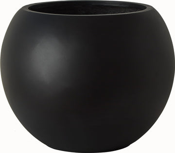 13.5 H x 17" Dia (12" Pot Opening) Black Round Fiberstone Planter with Drainage Hole, Indoor/Outdoor Large Plant Pot