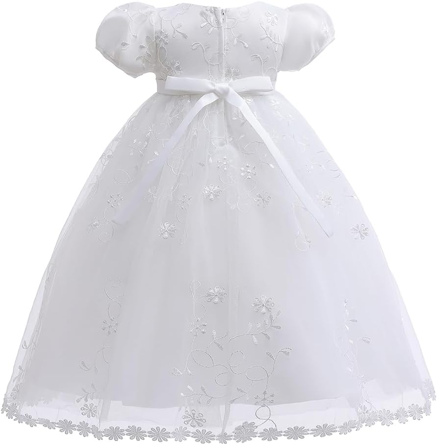 Elegant Baby Girls Christening Dress Lace Baptism Gown Christening Robe