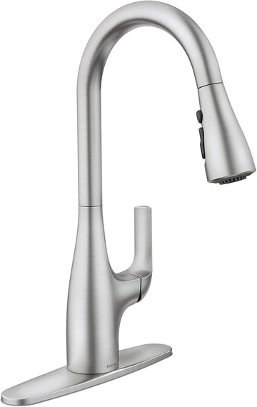 Leesi Stainless Pulldown Kitchen Sink Faucet with Power Boost, Transitional Kitchen Faucet, One-Handle Single Hole
