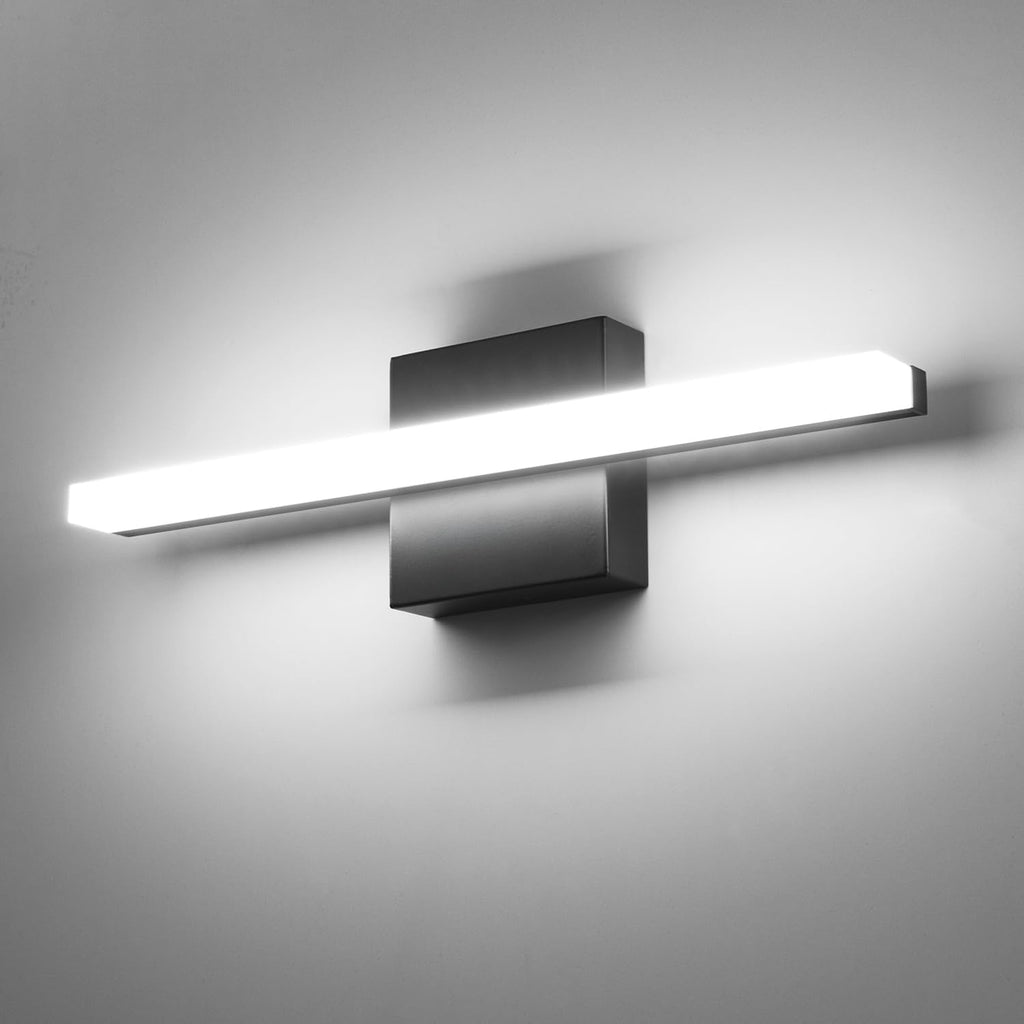 Black Bathroom Light Fixtures Over Mirror Lighting Gentle, 9W 16 Inch Modern LED Small Vanity Lamp Bar IP44 Slim