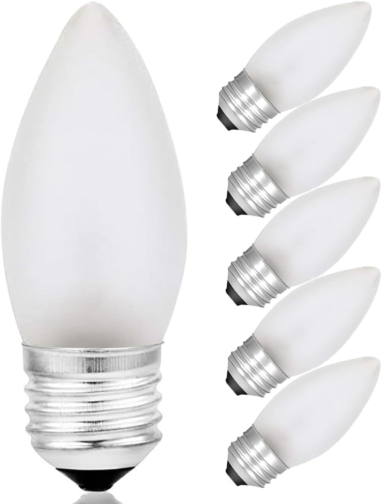 Frosted Flame Tip Chandelier Light Bulb-40W Incandescent Torpedo Tip Chandelier-40W Incandescent Torpedo Tip