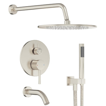 Shower System, 10" Bathtub Shower Faucets Set, Brushed Nickel