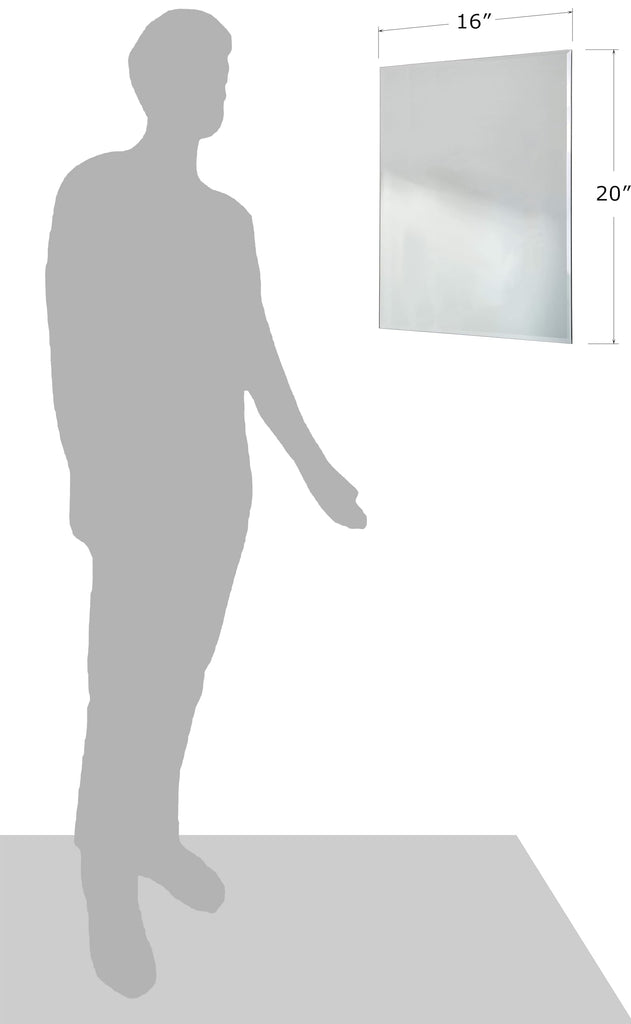 16" x 20" Large Decorative Frameless Beveled Edge Wall Hanging Mirror, Rectangular