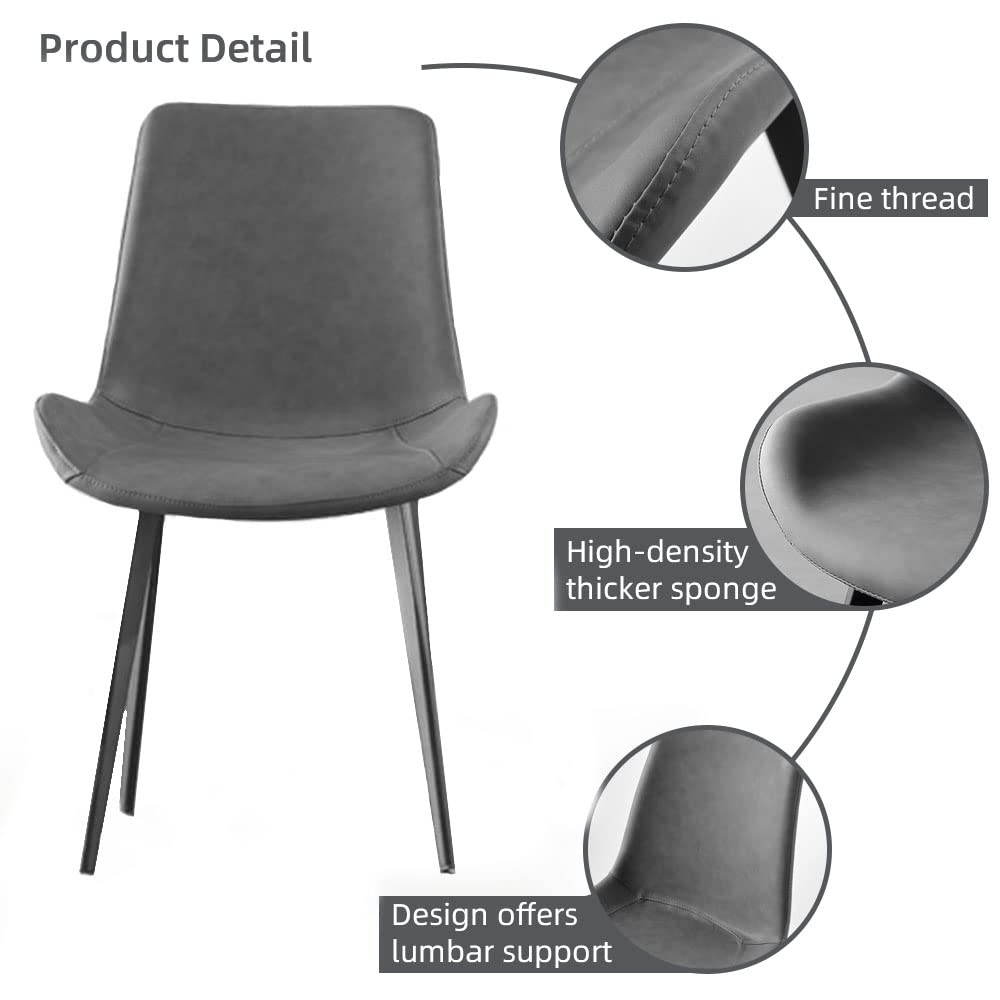 Dining Chairs Set of 2, Modern Kitchen & Dining Room Chairs, Upholstered Faux Leather Cushion Seat and Sturdy Metal