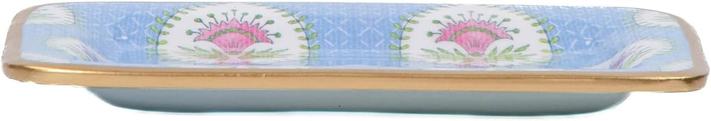 Decorative Trinket Tray, Jewelry Plate, Catchall Dish , Dresser, Nightstand, Entryway, Blue and Pink, Chinoiserie