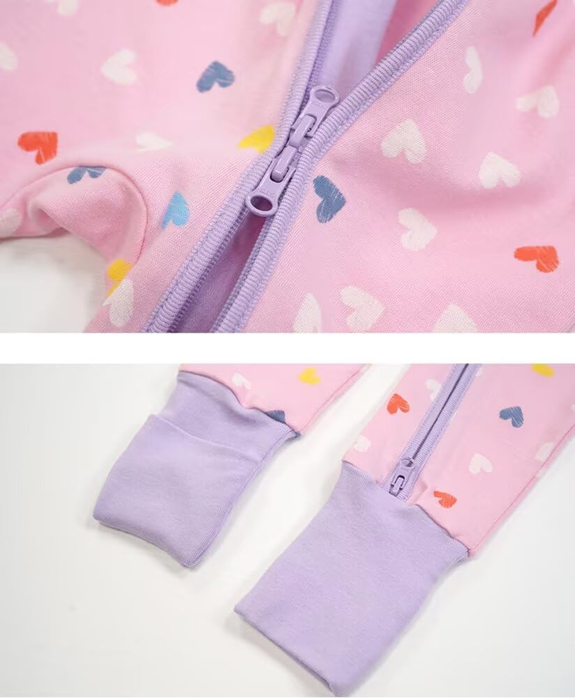 Unisex Baby 2 Pack Cotton Long Sleeve Pajamas with Mittens and Feet Cuffs