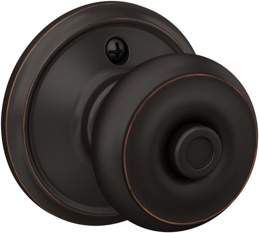 Georgian Door Knob, Bed & Bath Privacy Lock, Aged Bronze