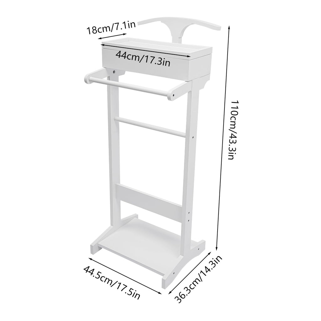 Clothes Valet Stand Holder for Men Suit Coat Rack Hanger Stand, Suit Valet Stand for Men and Women, Wood Clothes