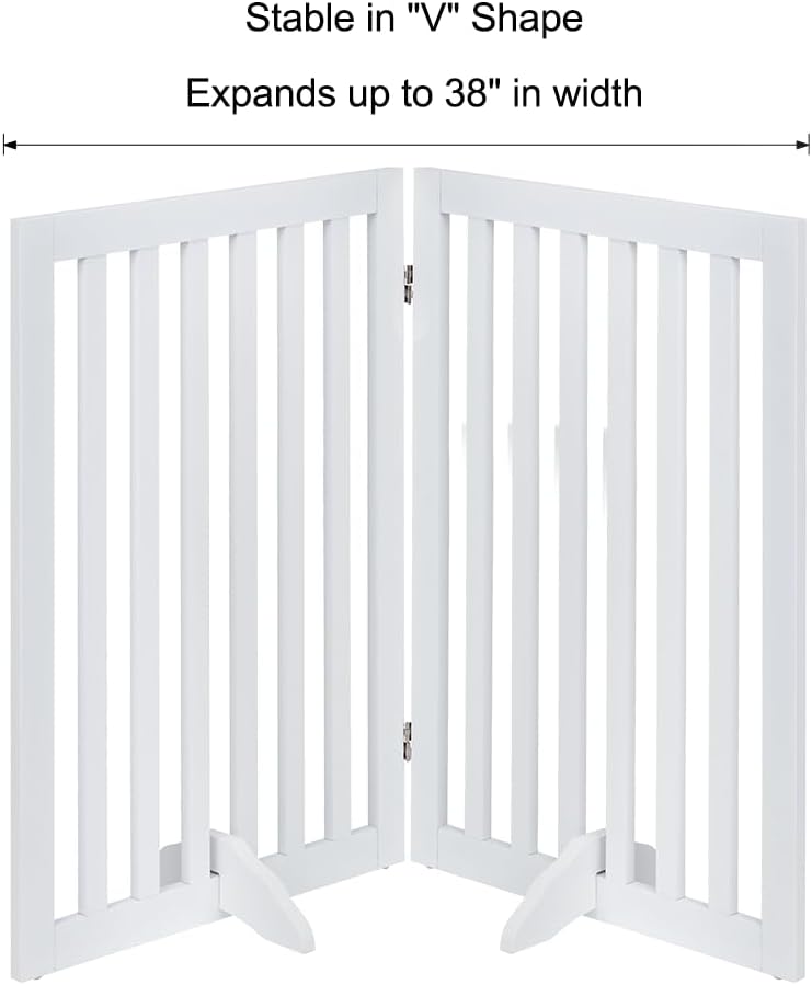 36"H Free Standing Pet Gate for Dog Cat, 40"Wide Wooden Dog Gates