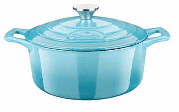 Enameled Cast Iron Dutch Oven Casserole Pot with Lid Internal Matt Black Enamel Coating for baking bread 2.1 QT 7.8"
