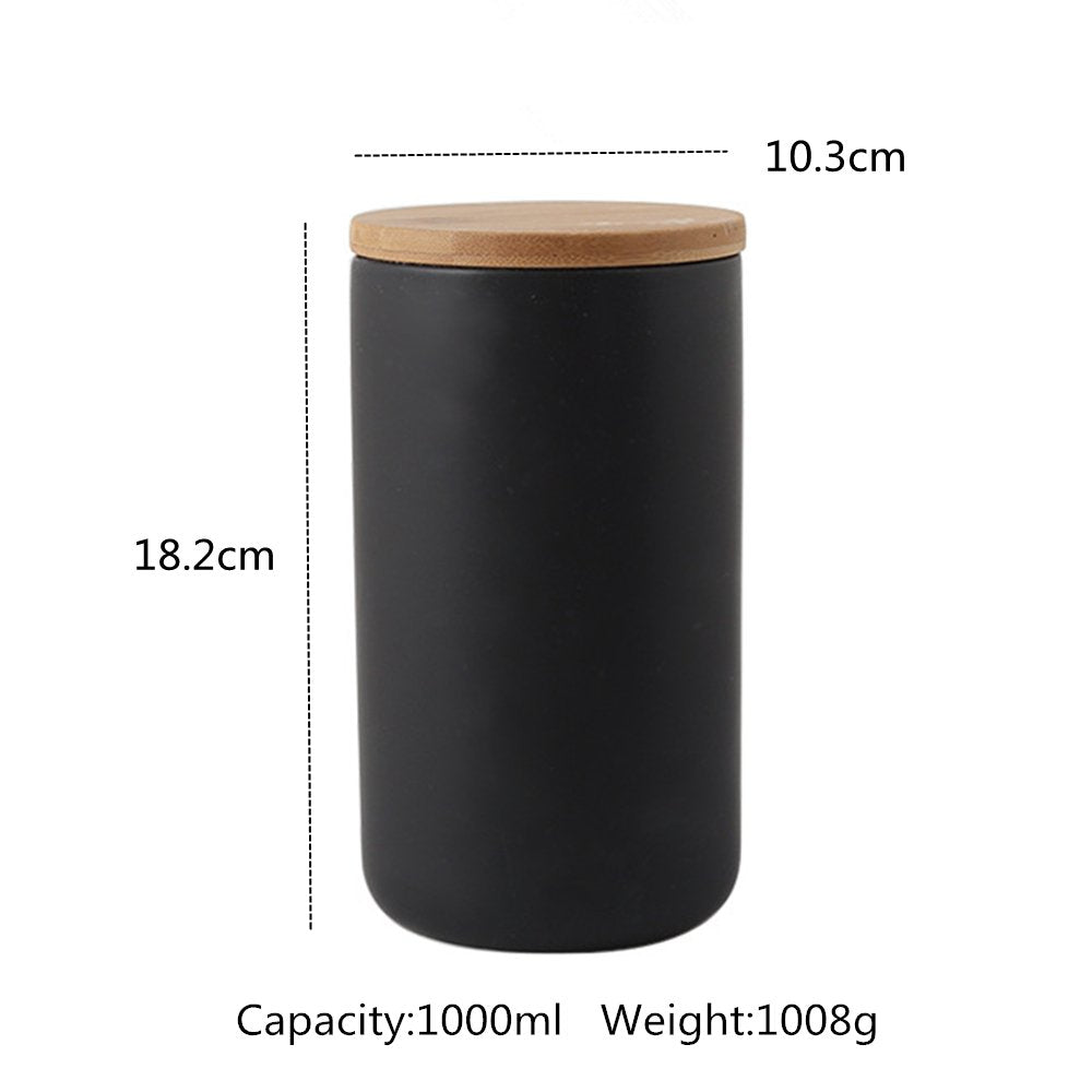 1000ml/34 oz Air Tight Jars Ceramic Storage Containers with Airtight Seal Bamboo Lids Kitchen Canisters for Tea Sugar