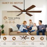 Savey'Sley 60" Ceiling Fan with LED Light and Remote - Walnut Smart