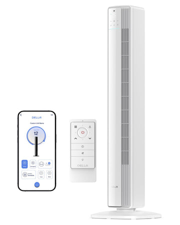 42" Smart Tower Fan, Ultra Quiet 23dB Cooling Fan with 12 Speeds, 90° Oscillating, 28ft/s Airflow, DC Motor, 24H